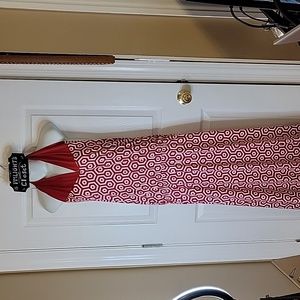Mud Pie Leighton 3-Way Halter Maxi Dress Large Red White Open Back